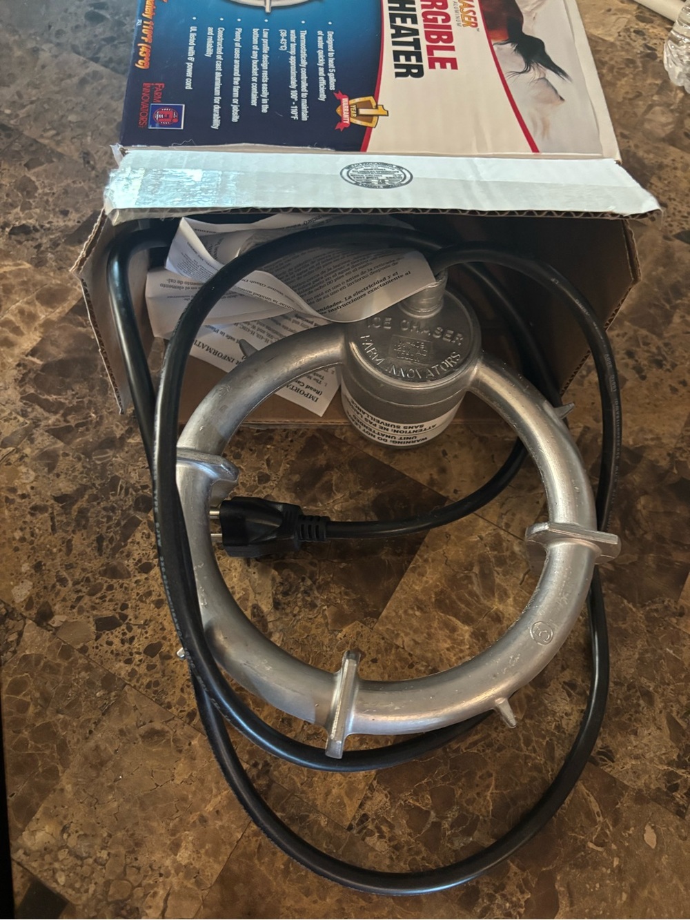 Horse trough water heater